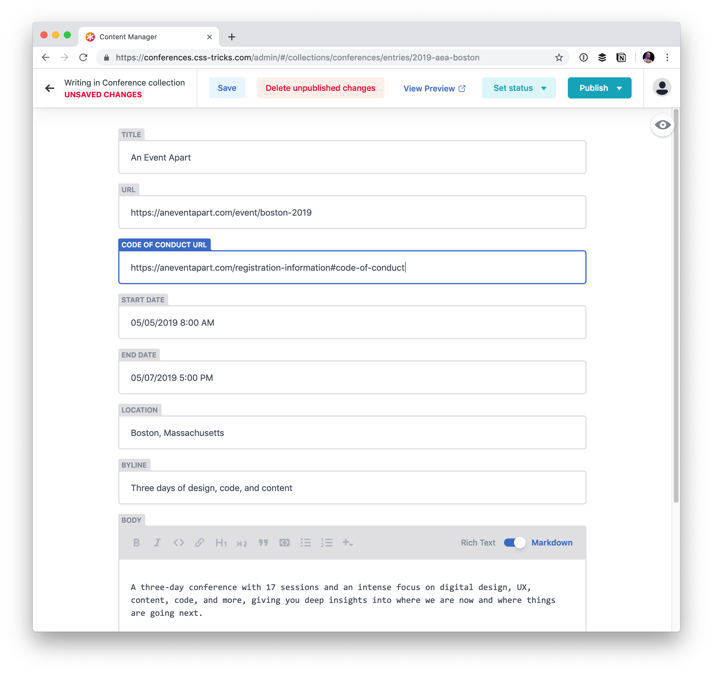 Netlify CMS screenshot 4