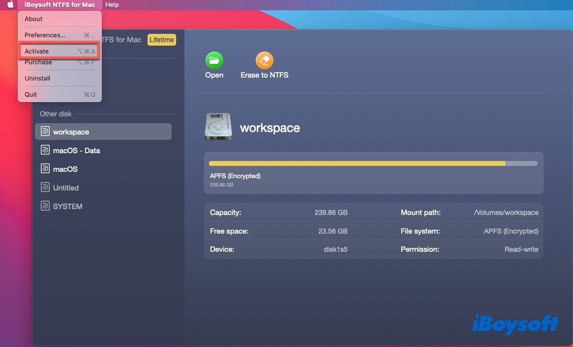 iBoysoft NTFS for Mac 1