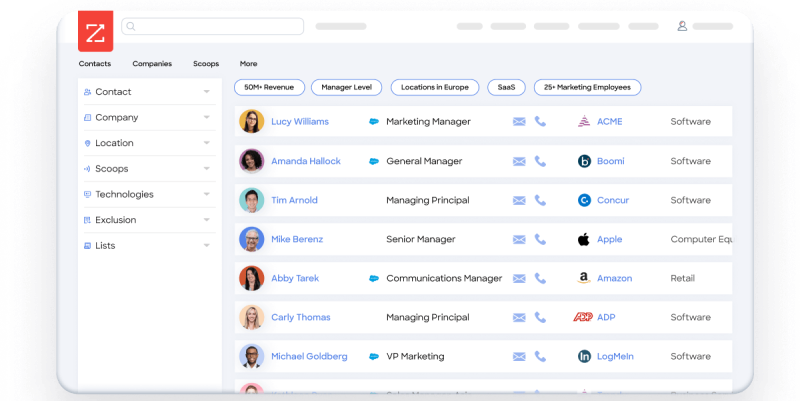 ZoomInfo screenshot 2