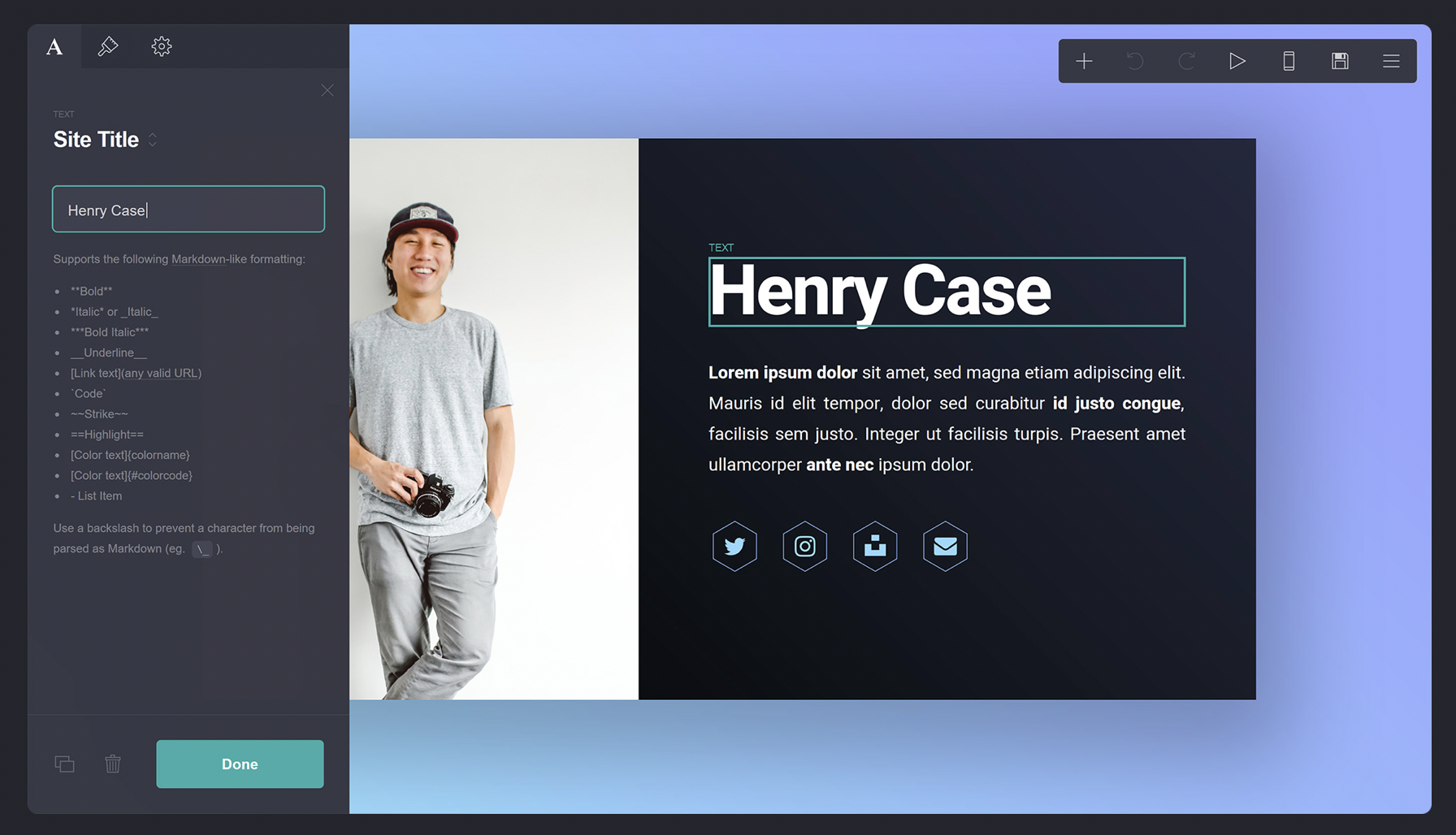Carrd screenshot 2