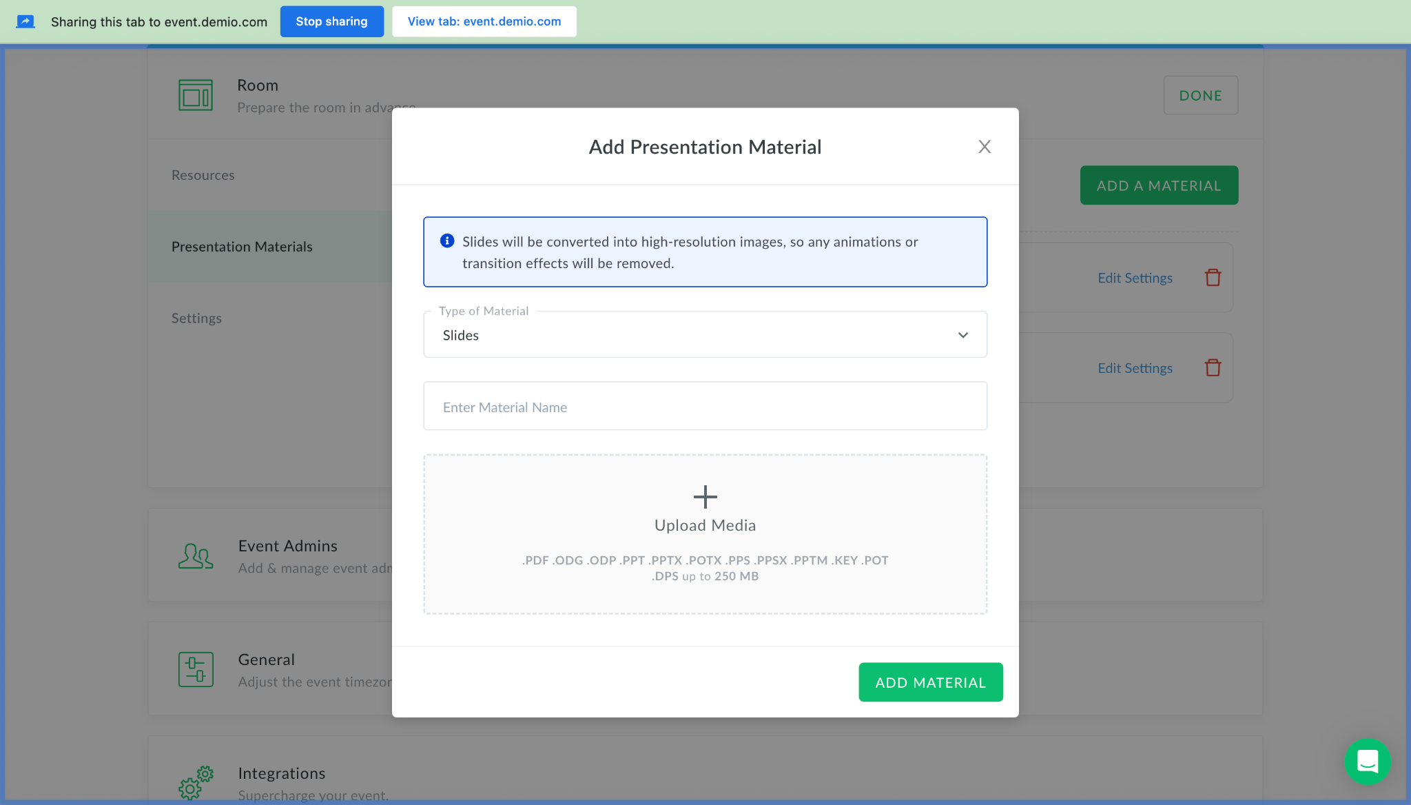 demio presentation mode