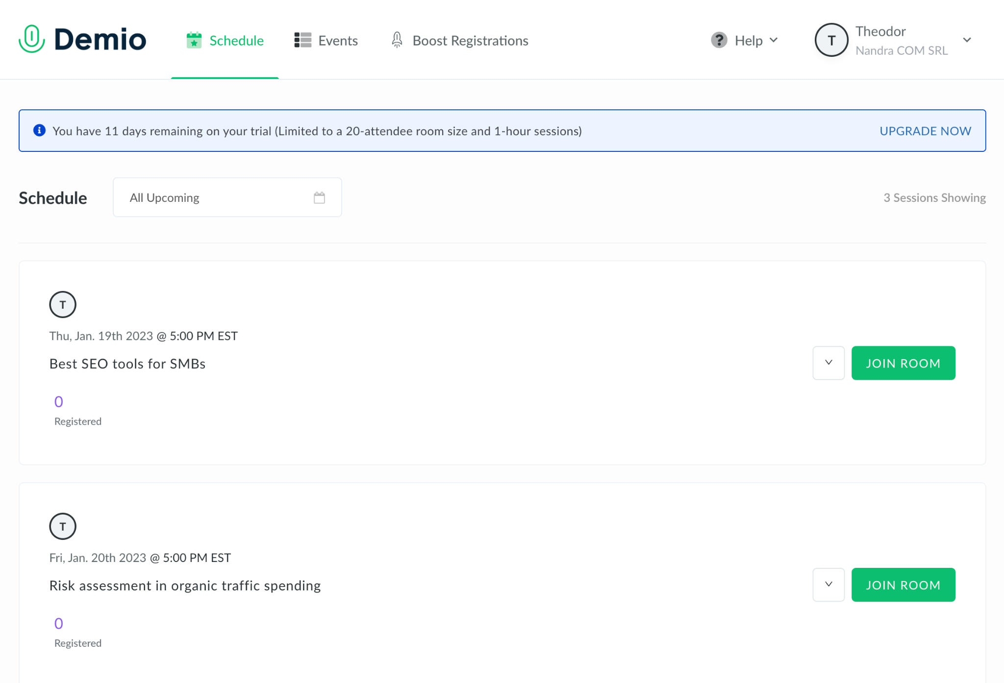 demio webinar schedule