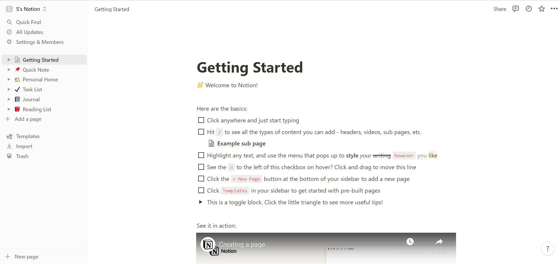 Notion Dashboard