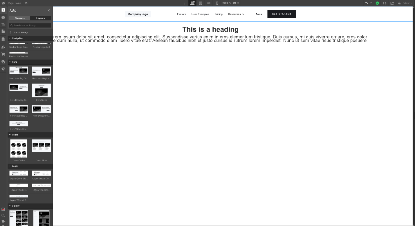 Webflow Interface page