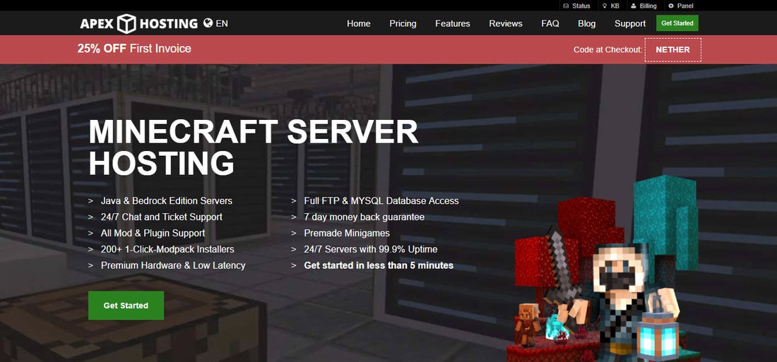 apex hosting landing page