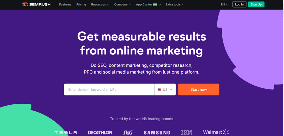 SemRush homepage