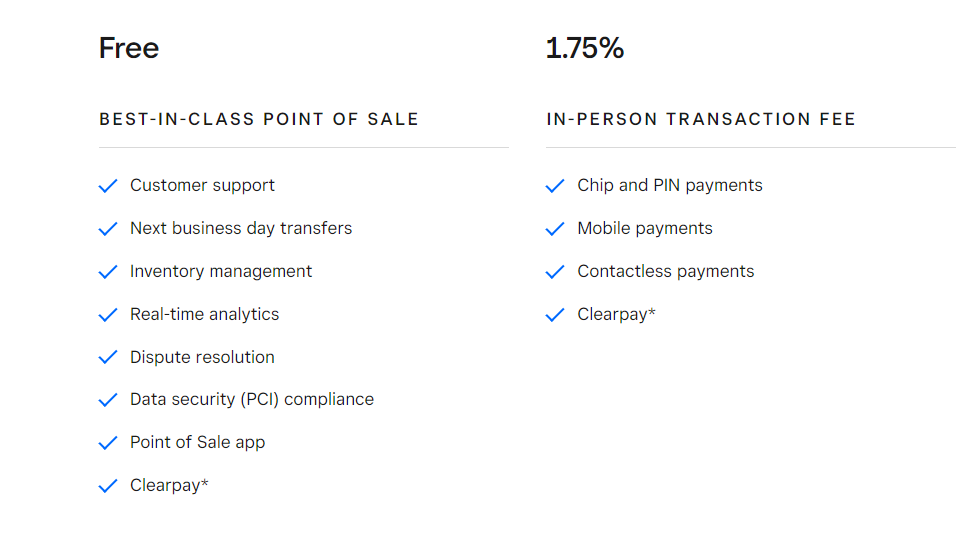 Square Pricing Page
