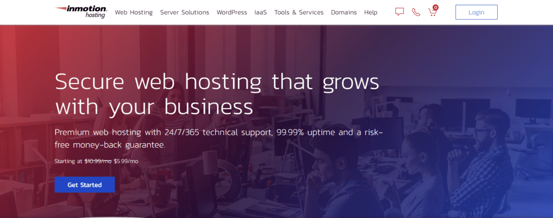 inmotion hosting landing page