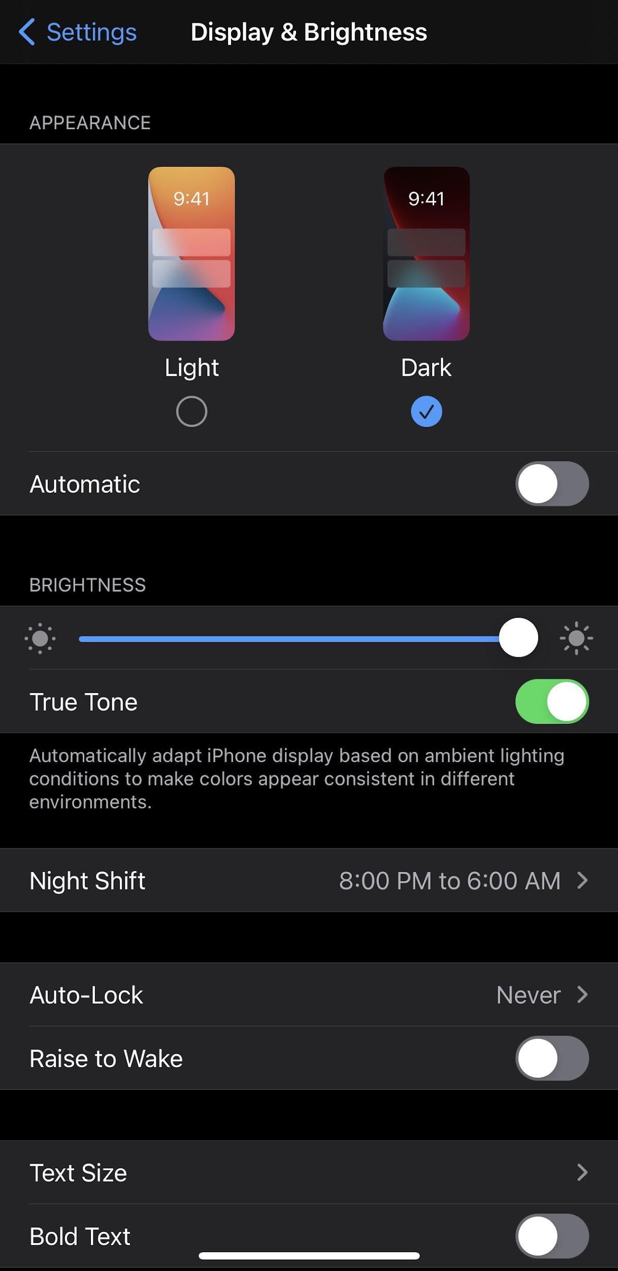 ios dark mode