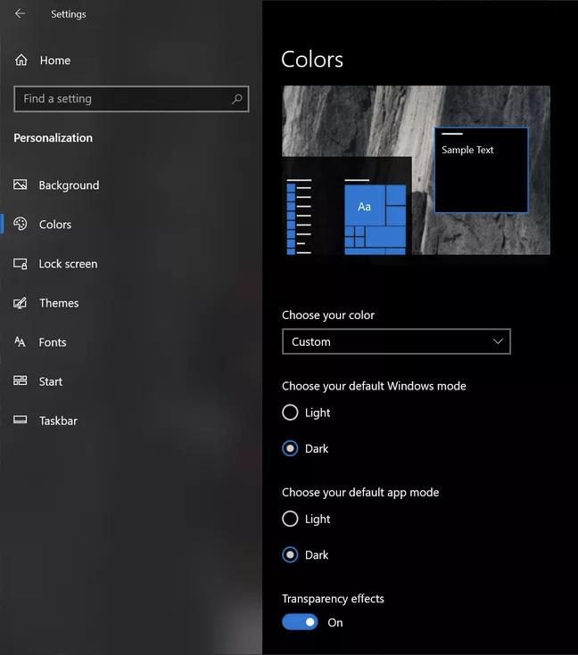 windows dark mode