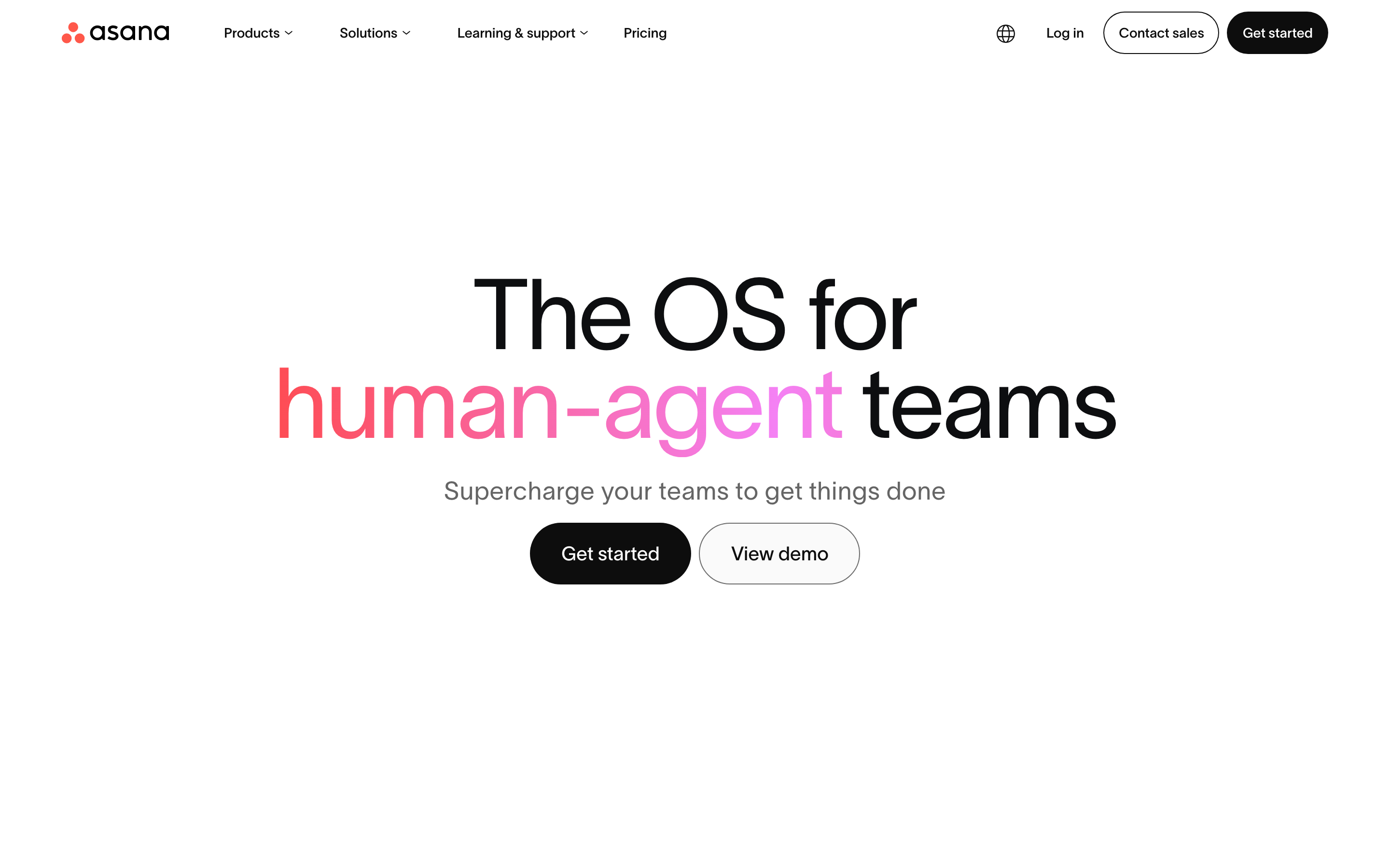 Asana’s homepage presenting its work management platform.