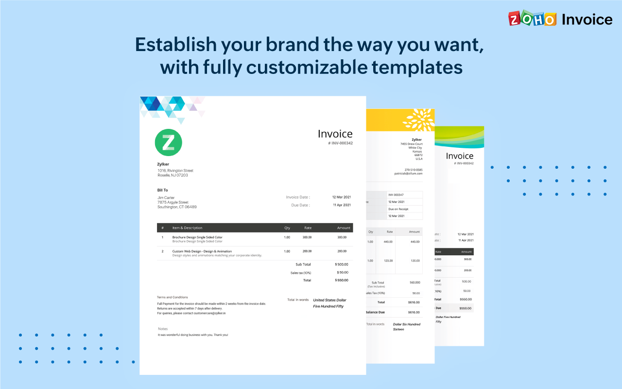 Zoho Invoice 1