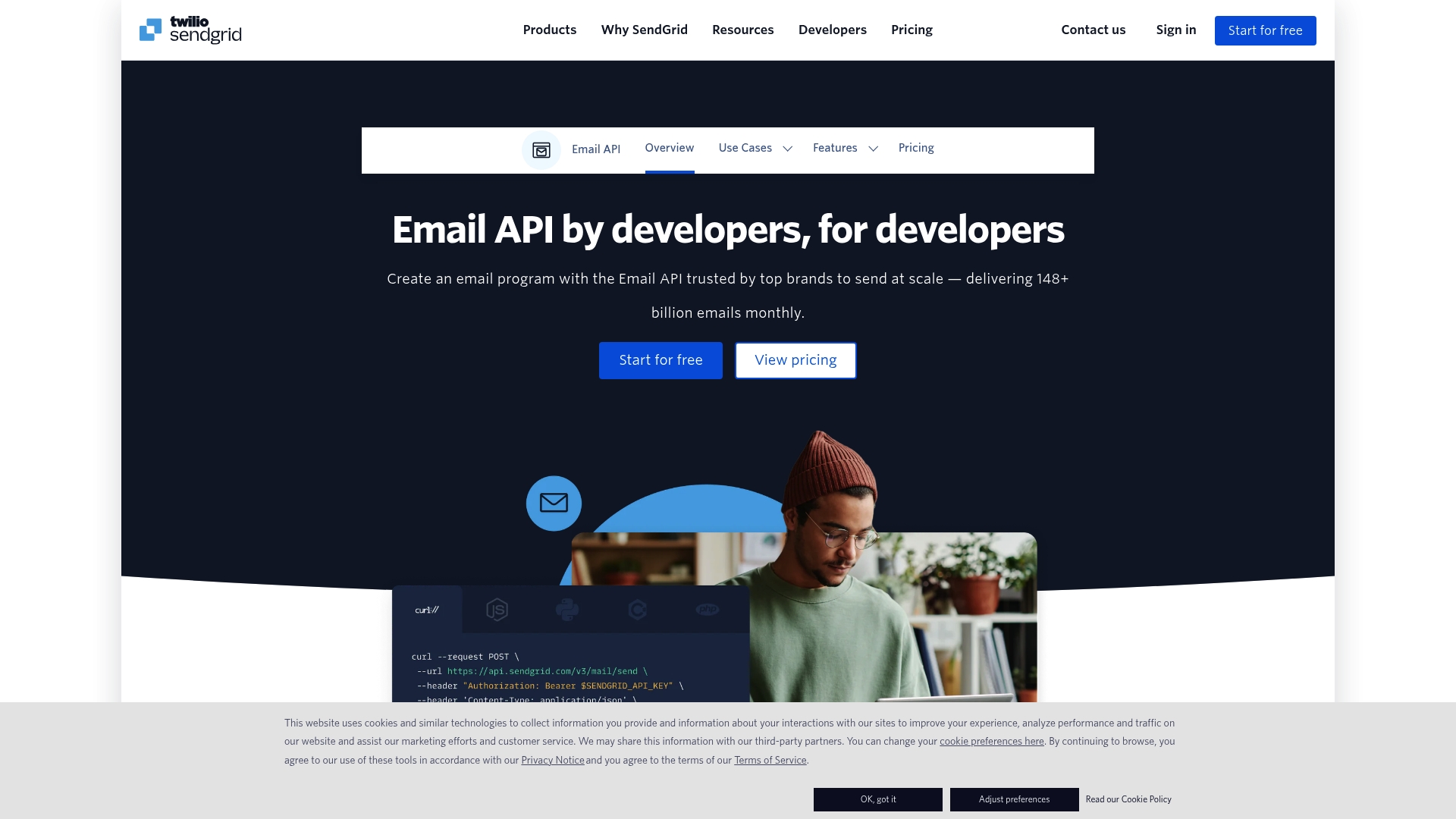 Twilio SendGrid Email API - Twilio SendGrid Email API Homepage