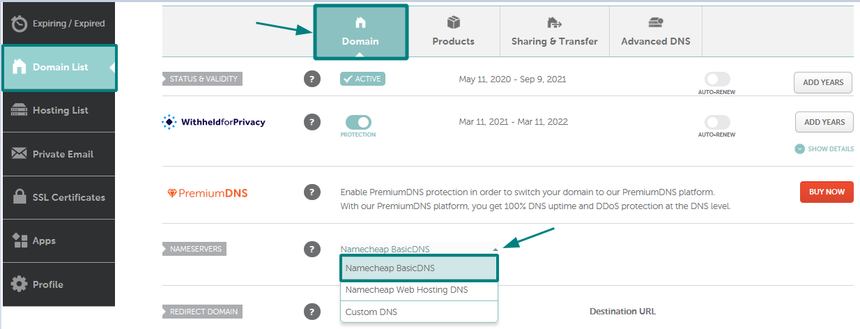 Namecheap screenshot 2