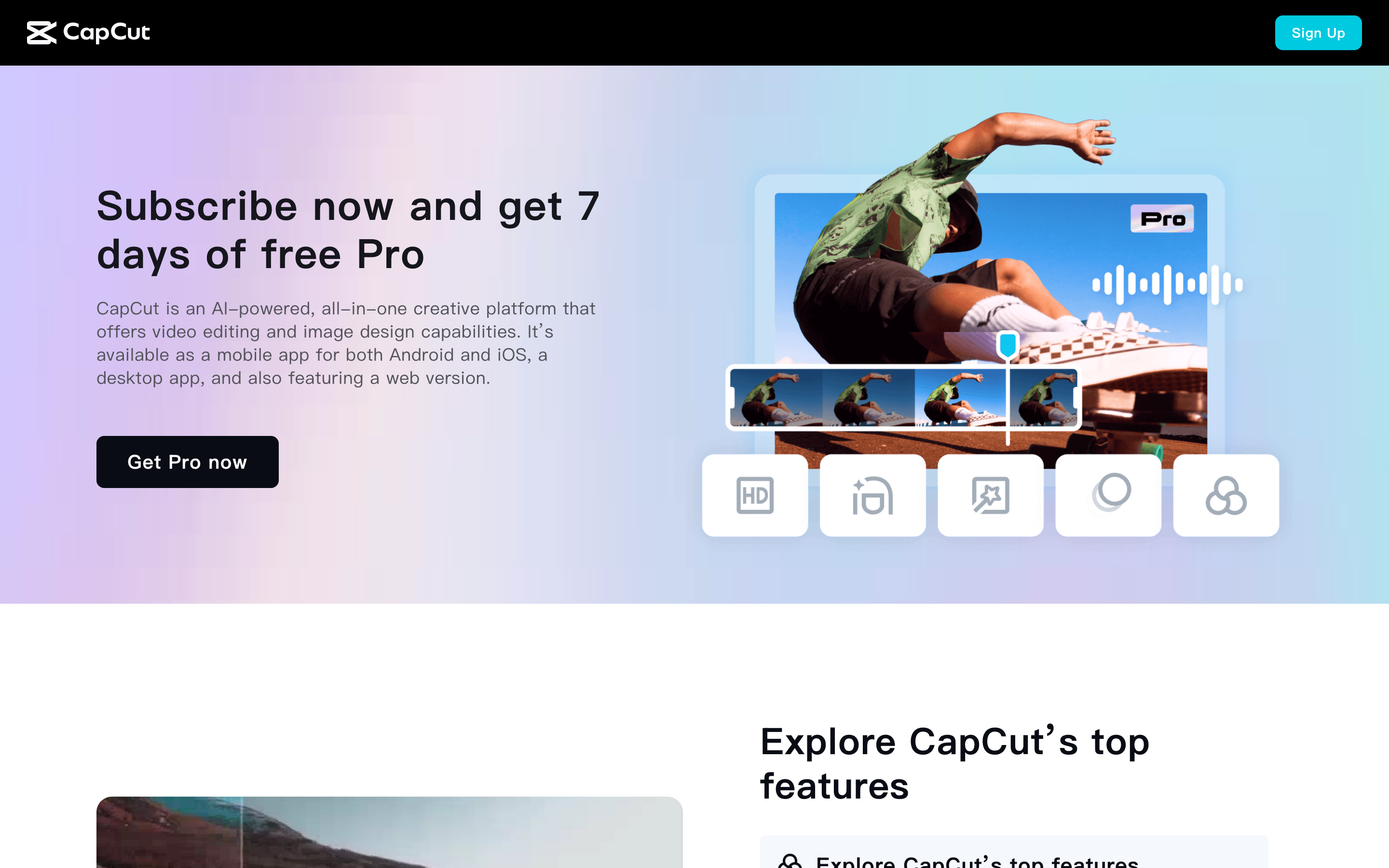 CapCut’s subscription page showing Pro from $9.99 monthly and $89.99 yearly, each labelled as a limited-time offer beside a countdown timer.