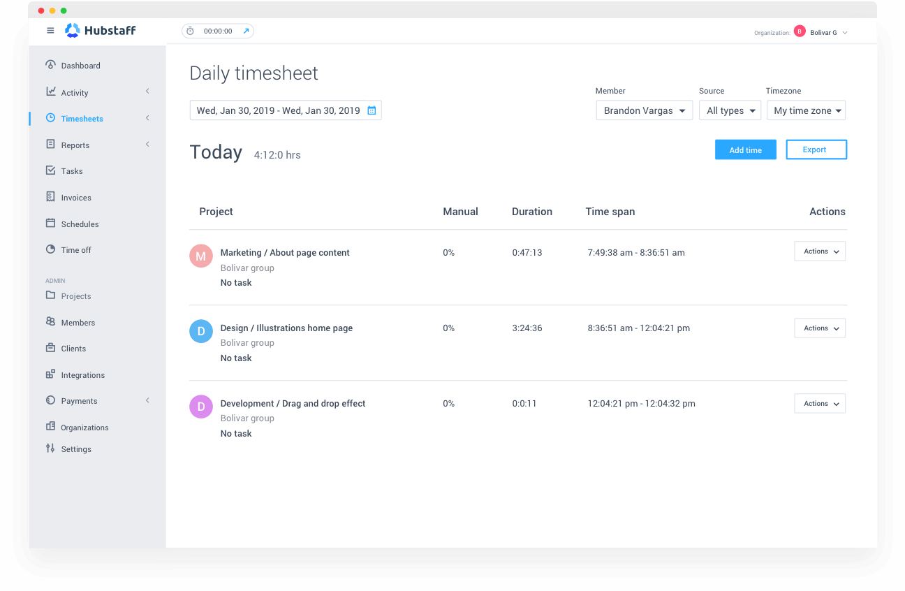 Hubstaff screenshot 2