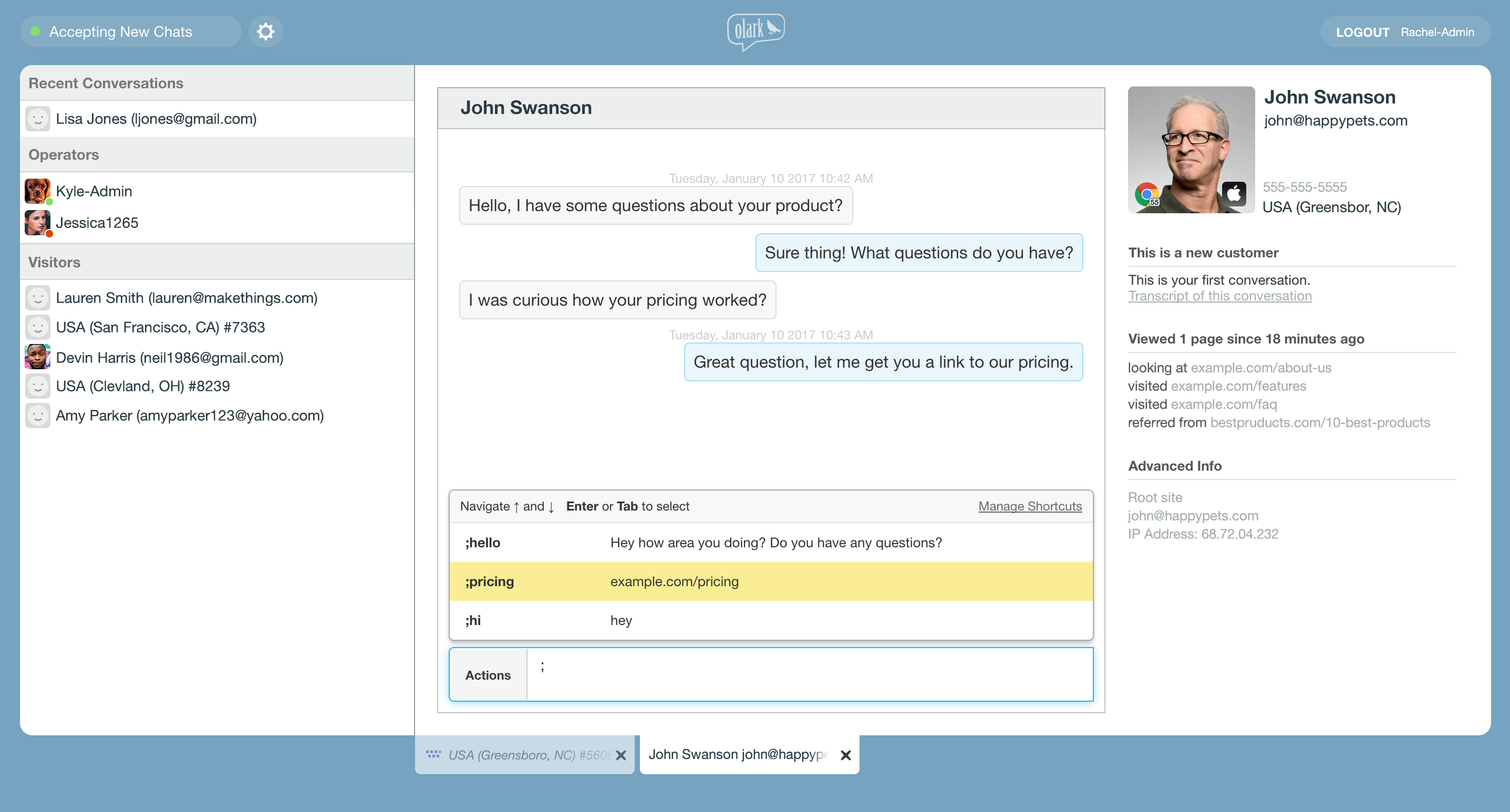Olark screenshot 4